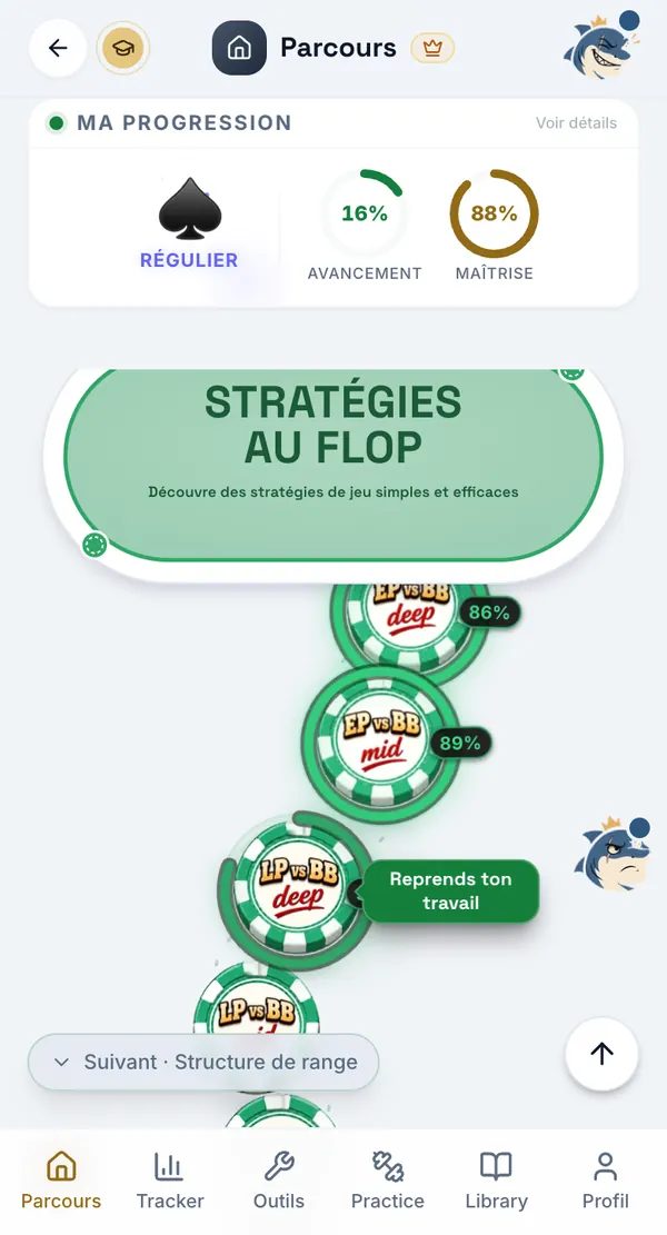 Parcours Poker — le Parcours dans le thème Feutre (clair)